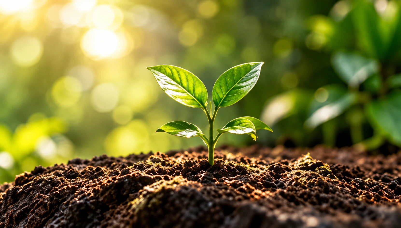 Small green plant growing in sunlight
